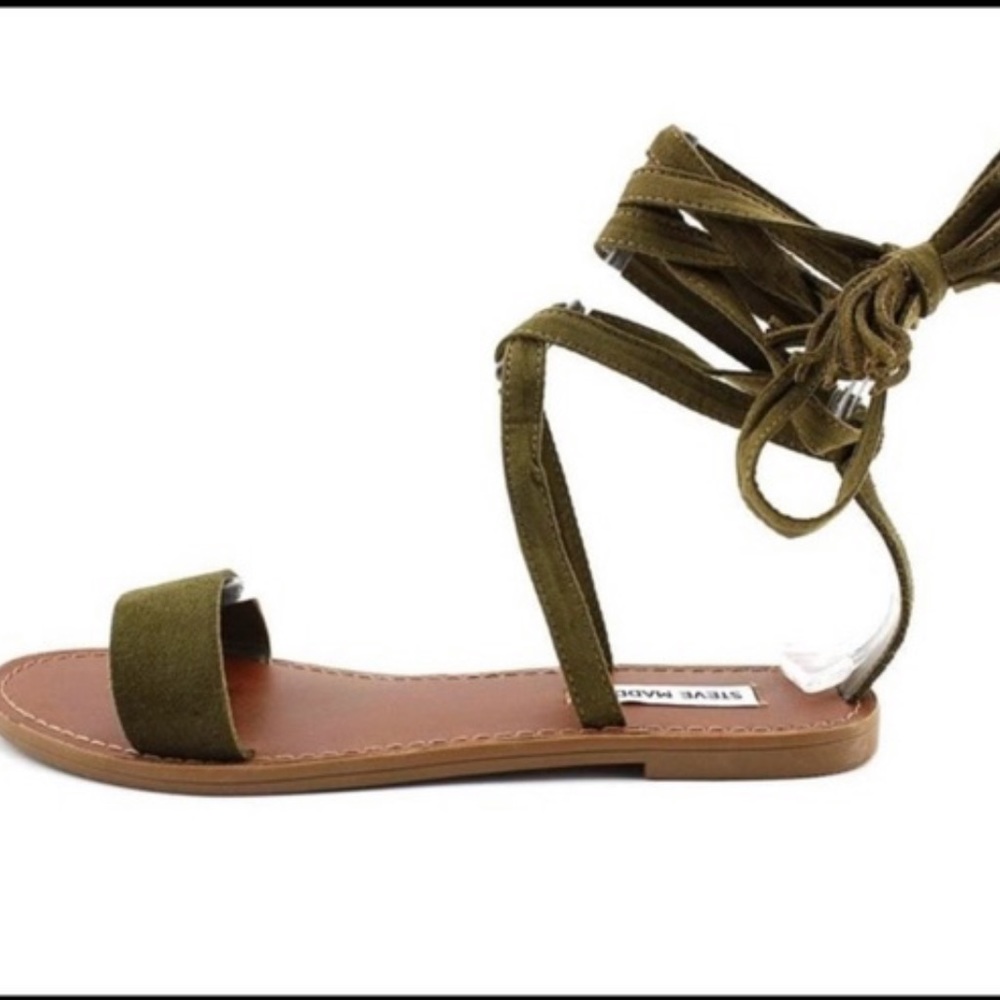 Steve Madden Deelight Olive Lace Up Sandals